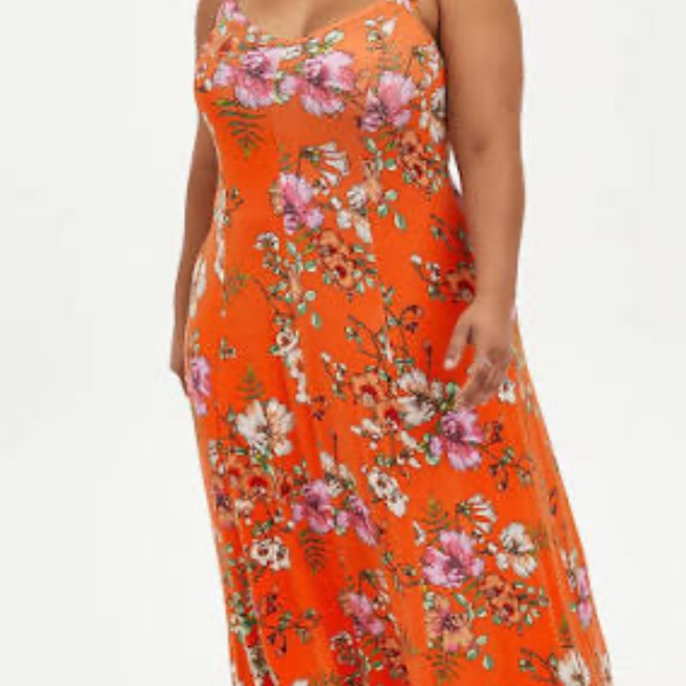 Torrid Vibrant Floral Orange Maxi Dress